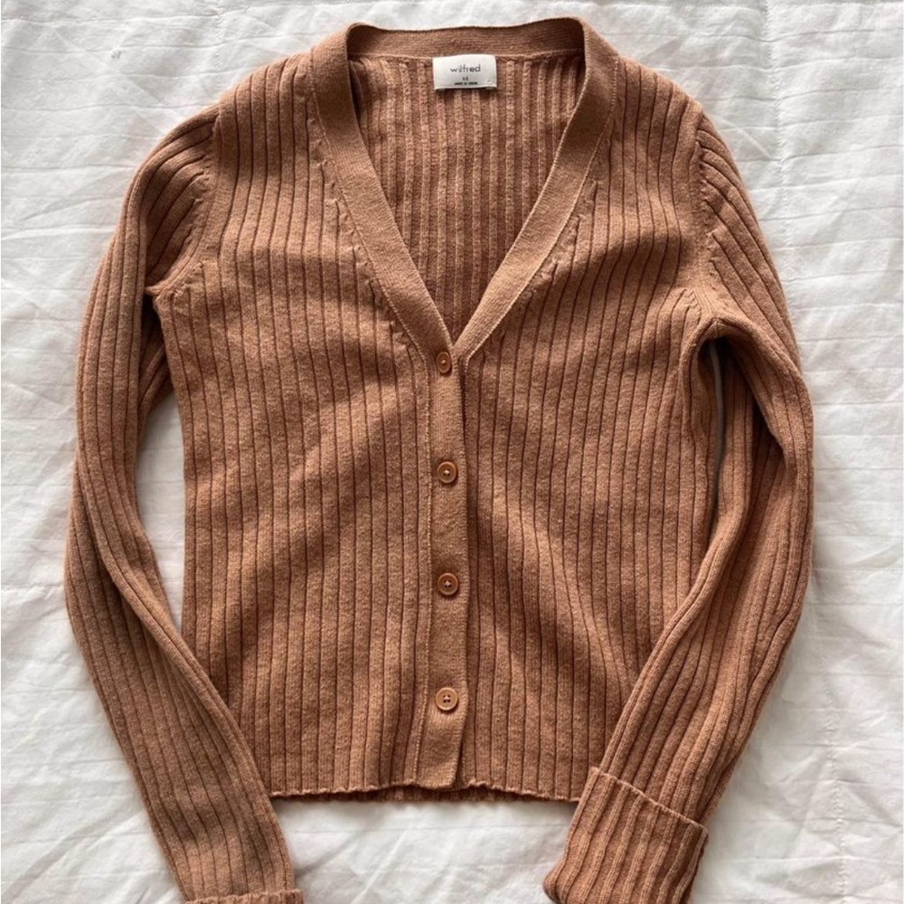 WILFRED Tan Ribbed Sweater